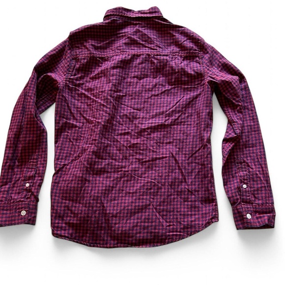 Abercrombie Kids Button Long Sleeve Shirt, Size 15/16, Gingham Check, Navy/Red - Picture 2 of 7